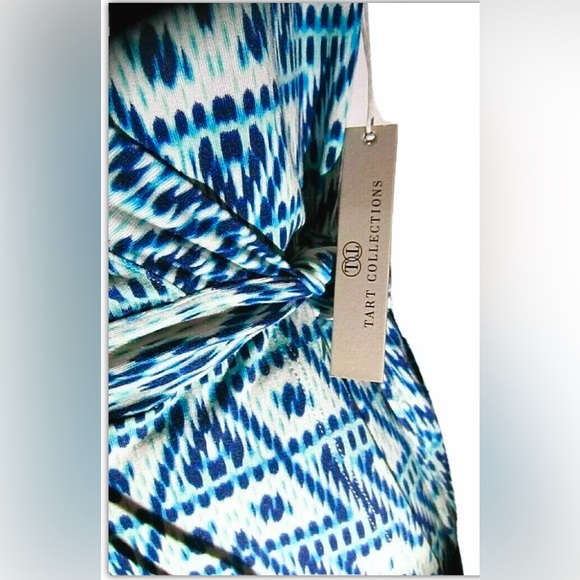 Tart Collections Wrap Dress Blue Green Geometric Print Size XS - Picture 3 of 3